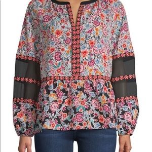 •Laundry Shelli Segal• Floral Peasant Blouse